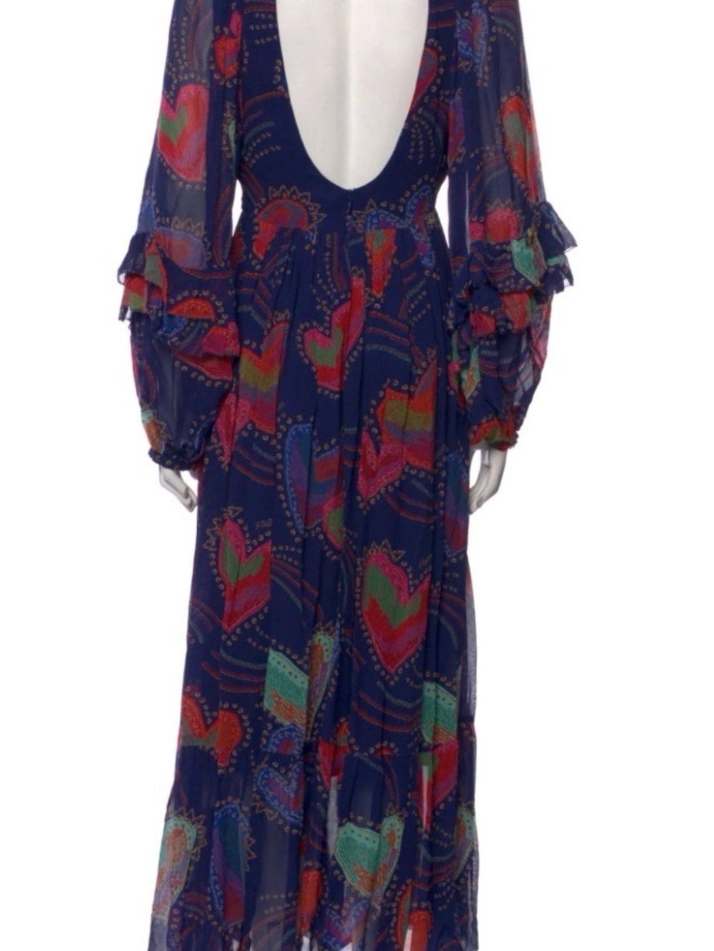 FARM RIO SHINNY HEARTS PRINTED RUFFLE MAXI DRESS IN MULTI - Picture 2 of 3